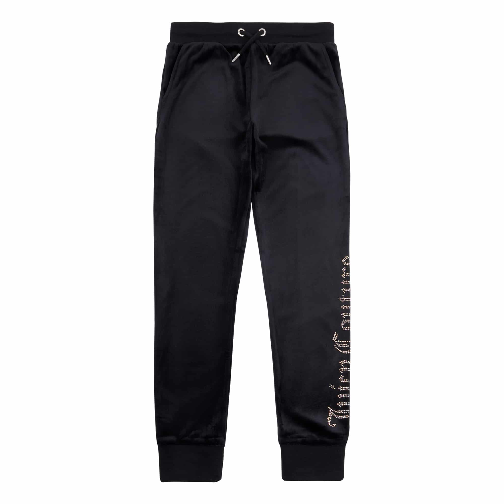 Juicy Couture girls black tracksuit bottoms with embellished logo side