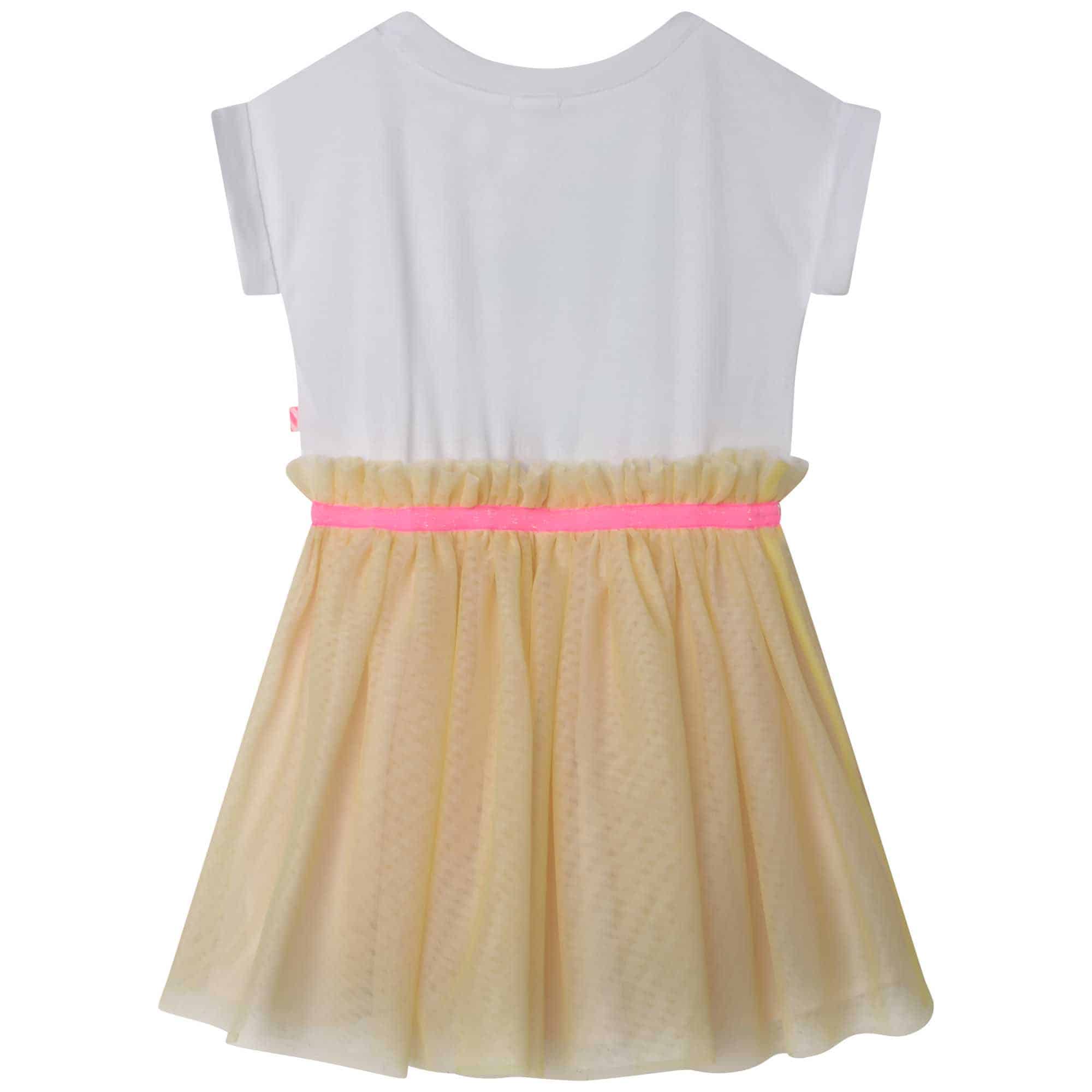 Billieblush girls dress with gold tuile skirt back view