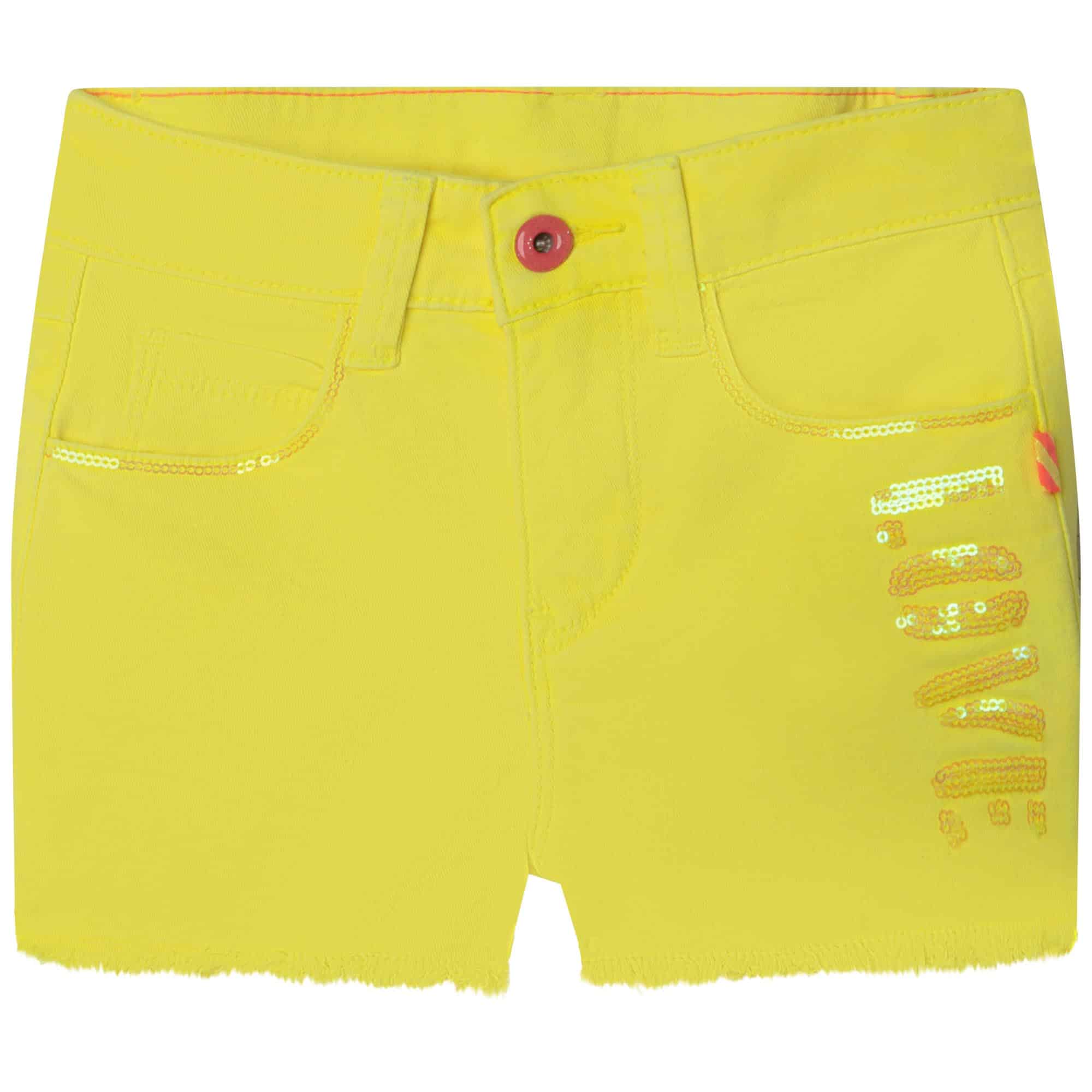 Billieblush girls yellow shorts with sequin love detail