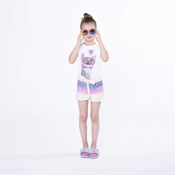 Billieblush girls dog tshirt with sequin detail on model with sunglasses