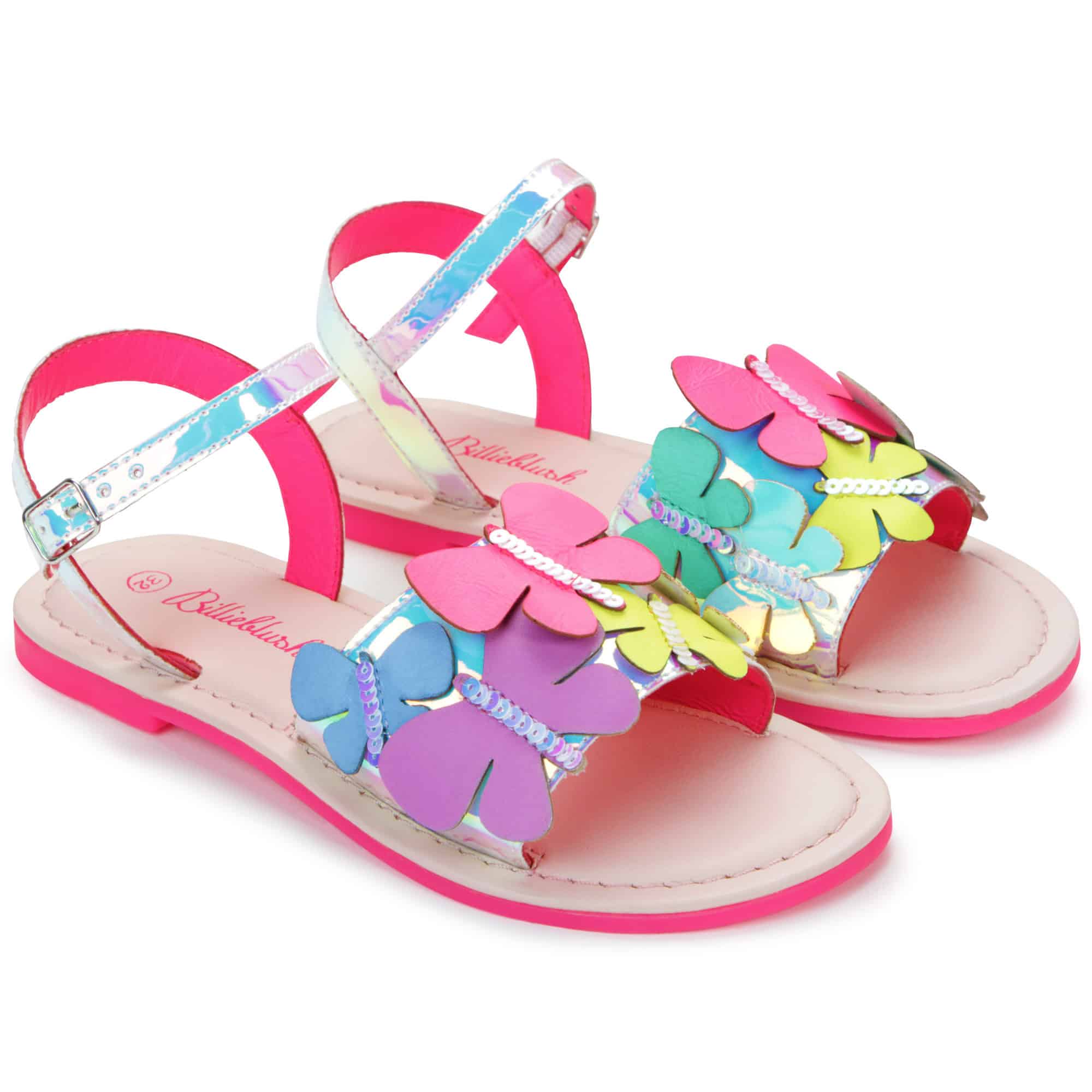 Billieblush multi coloured girls butterfly sandals with silver side