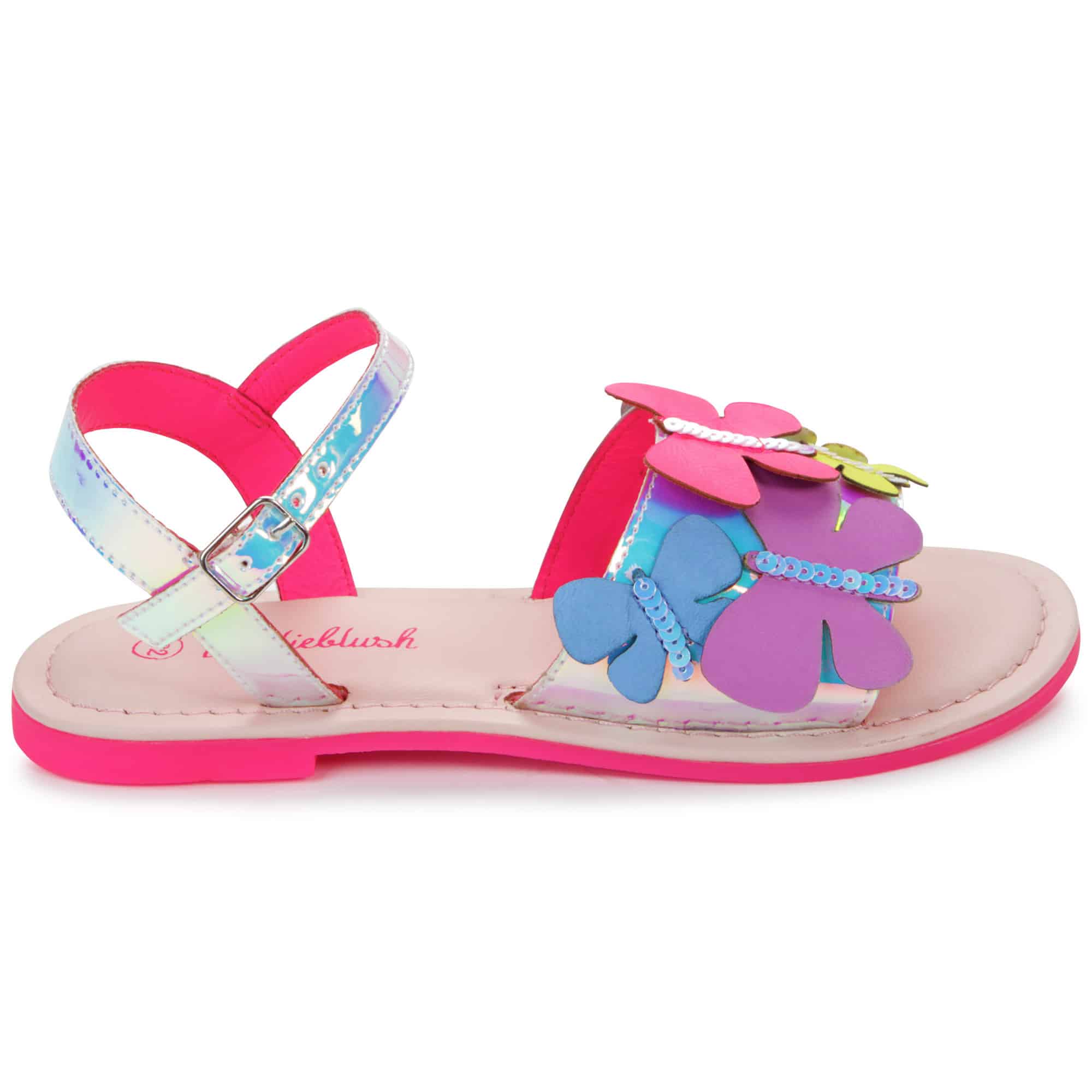 Billieblush multi coloured girls butterfly sandals with silver one sandal