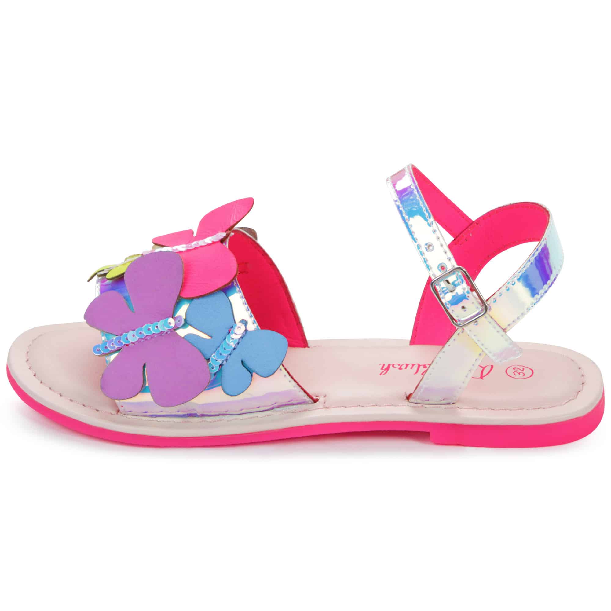 Billieblush multi coloured girls butterfly sandals with silver