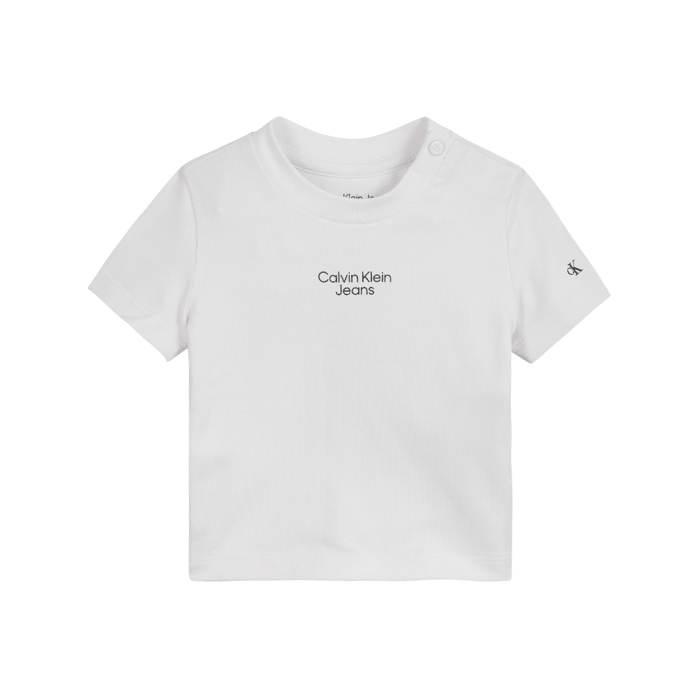 Calvin Klein boys white tshirt with subtle black logo full image