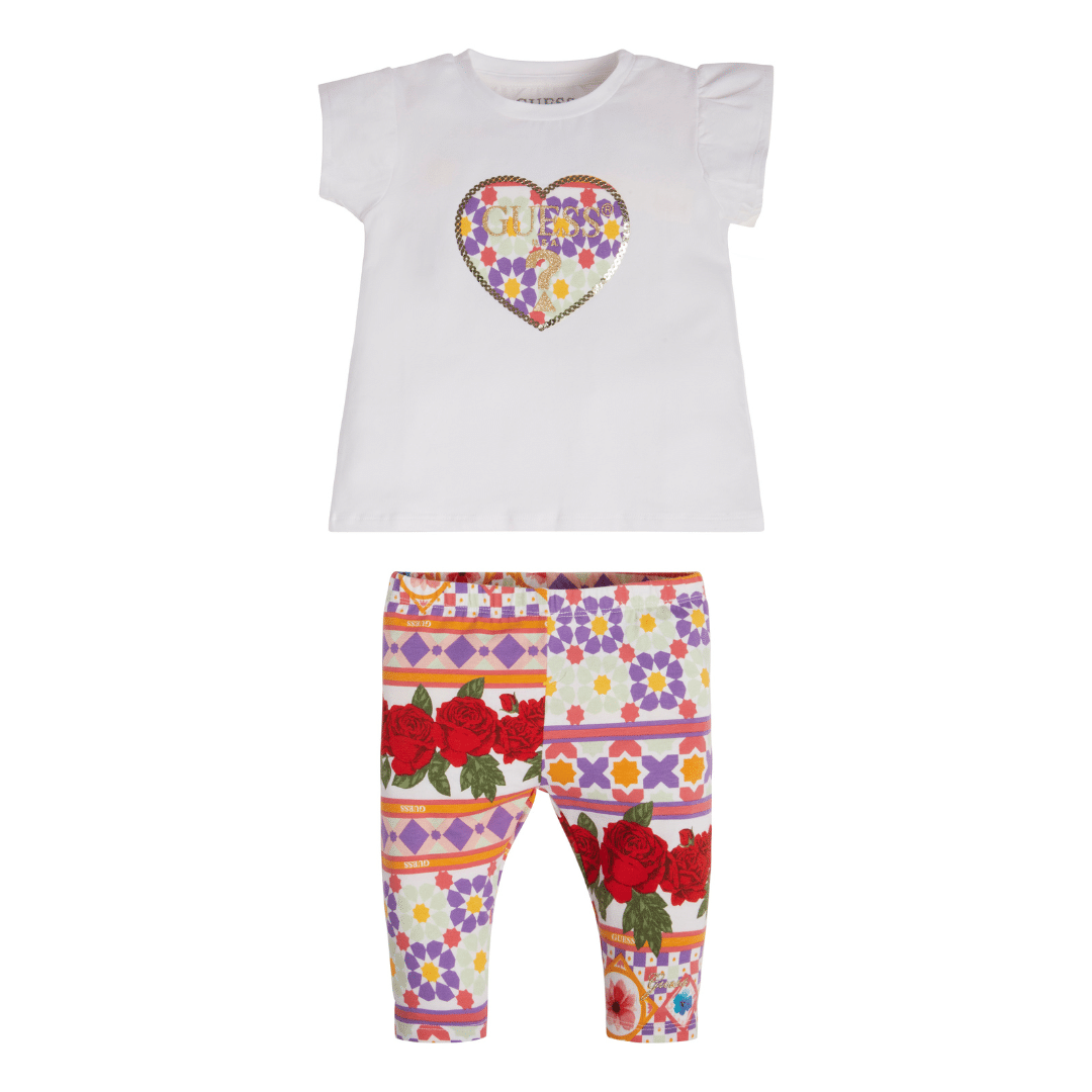 Guess girls summer leggings and white tee set