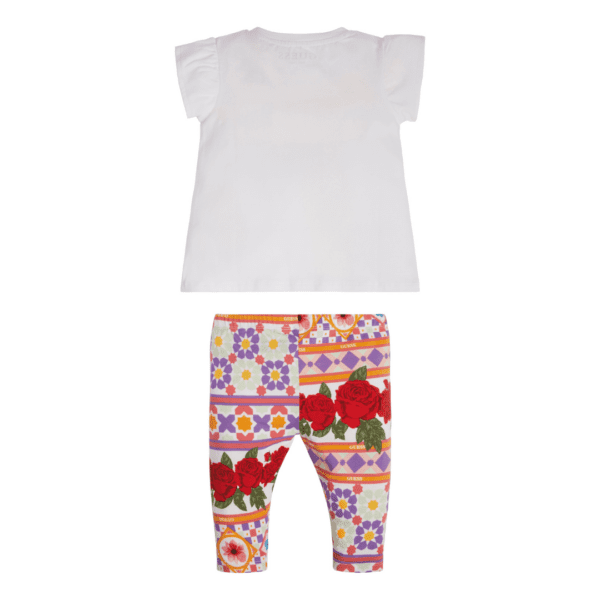 Guess girls summer leggings and white tee set back view