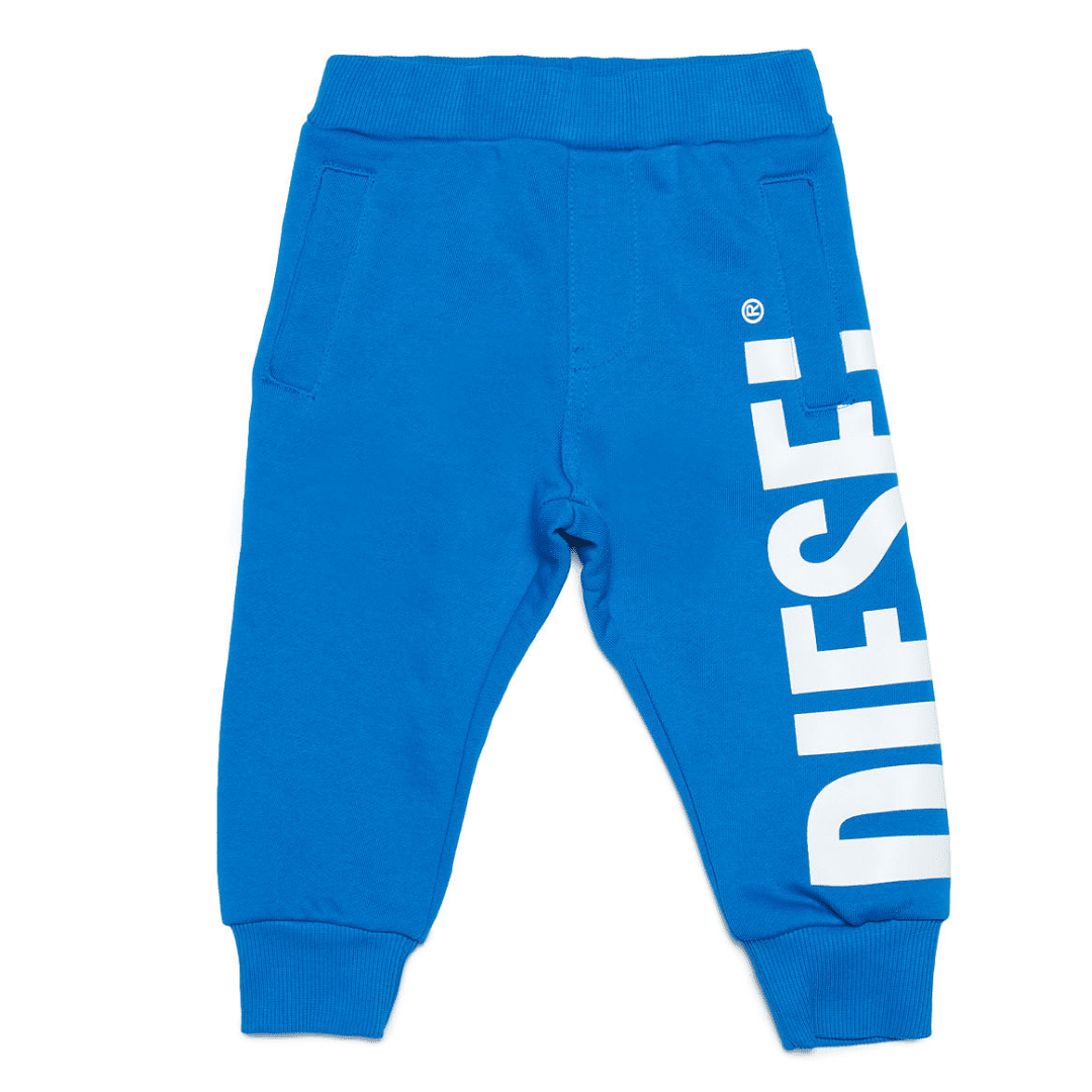 Diesel boys bright blue tracksuit bottoms with large logo