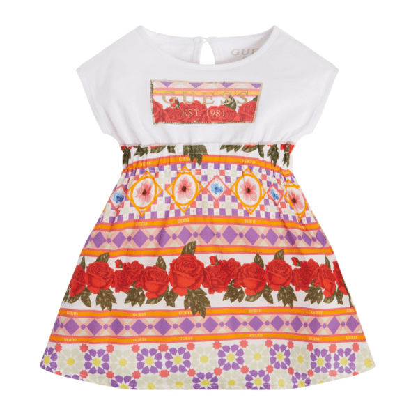 Guess young girls summer dress with rose pattern detail