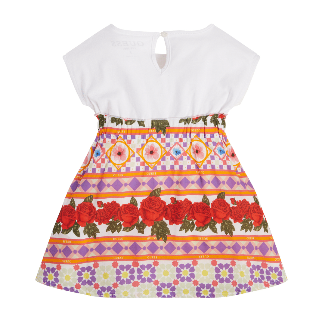 Guess young girls summer dress with rose pattern detail