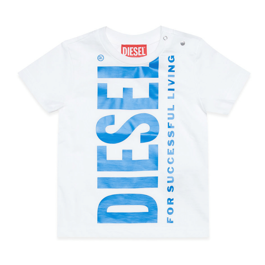 Diesel white tshirt with large blue logo