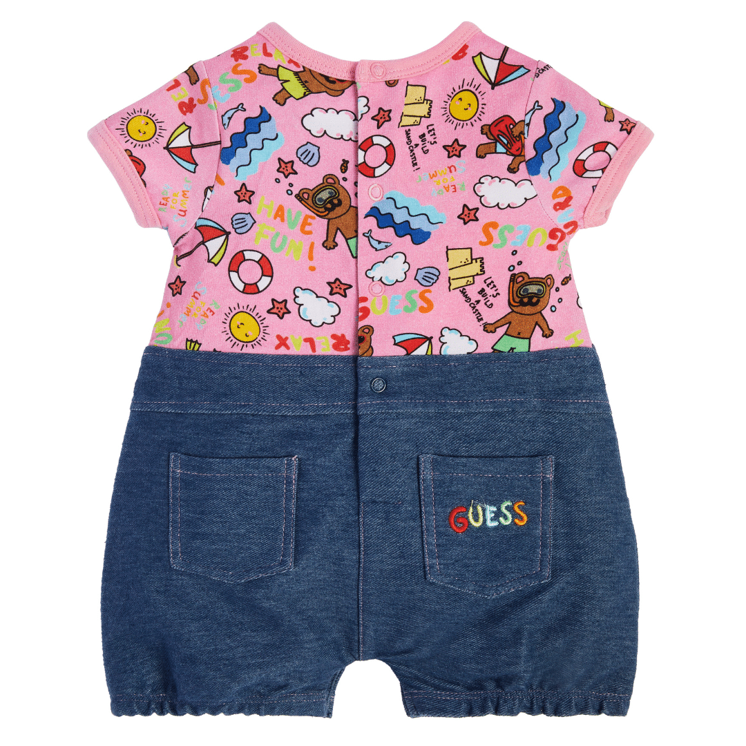 Guess baby outfit with pink and denim back view