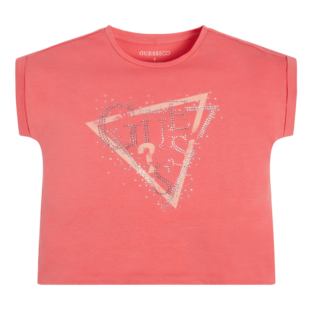 Guess coral girls tshirt with triangular logo