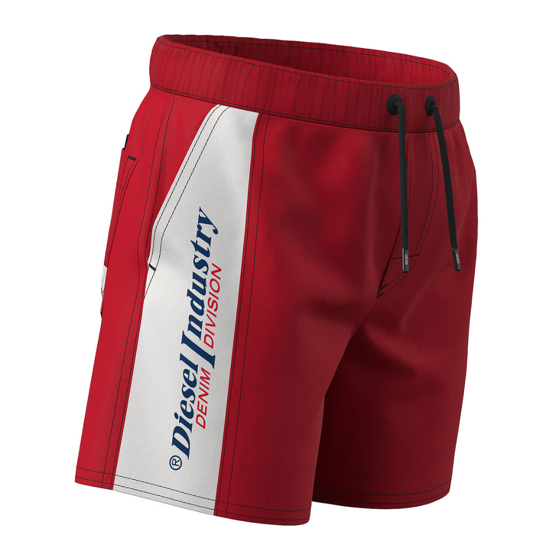 Diesel Industry denim division boys red shorts side view
