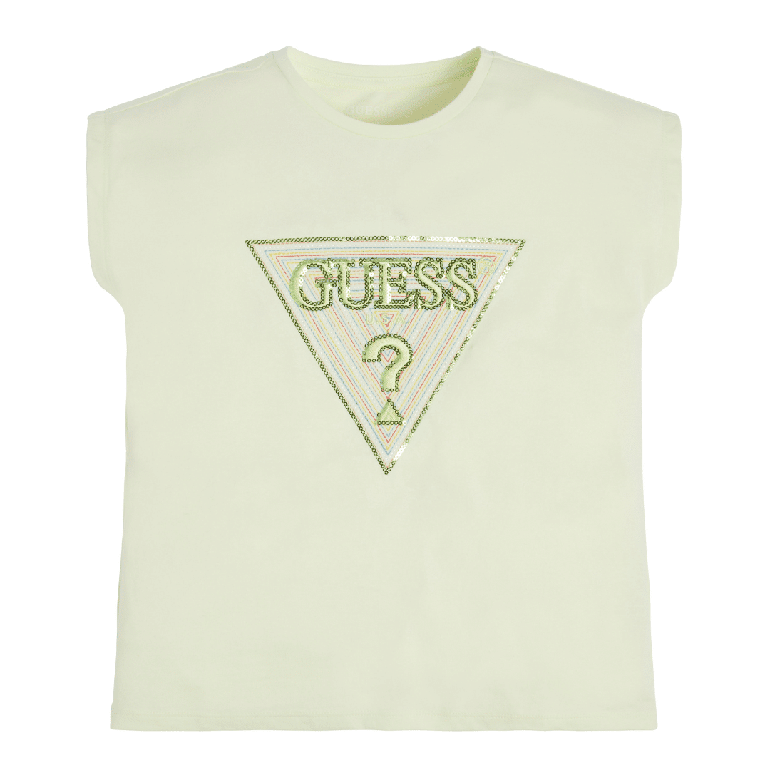 Guess pale green girls tshirt with triangular logo