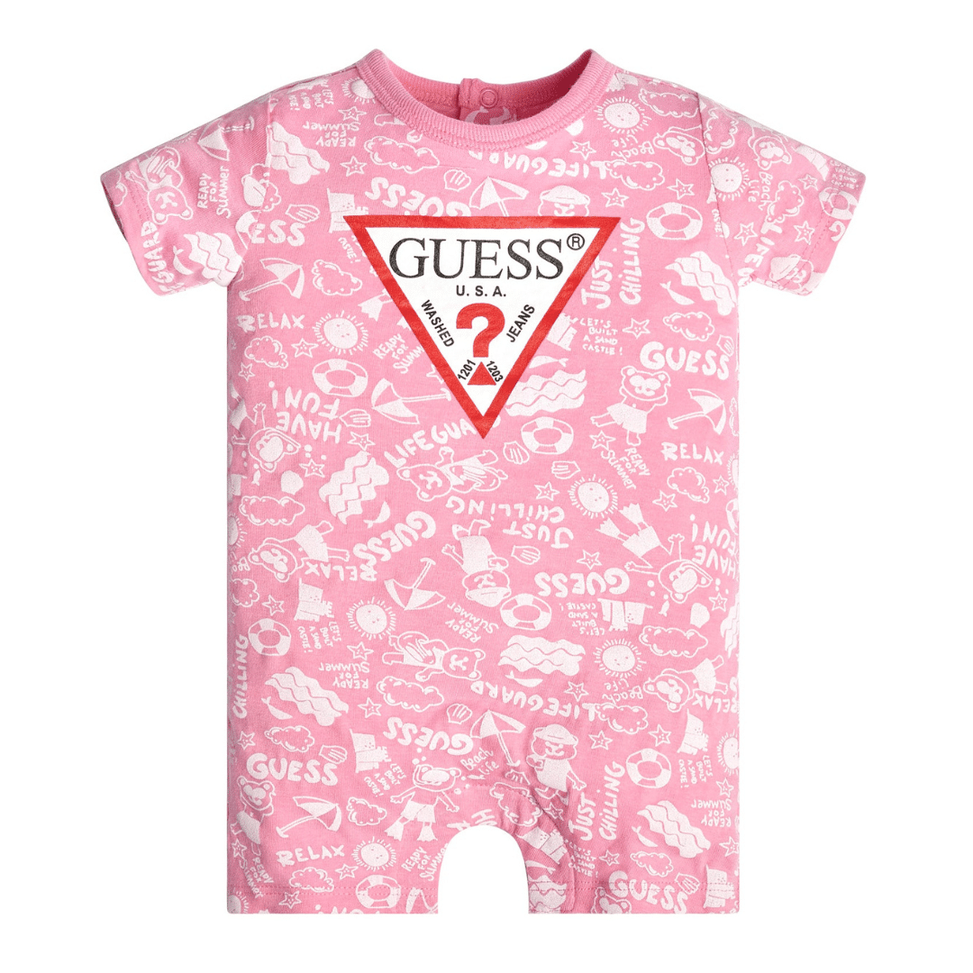 Guess pink baby romper with pattern
