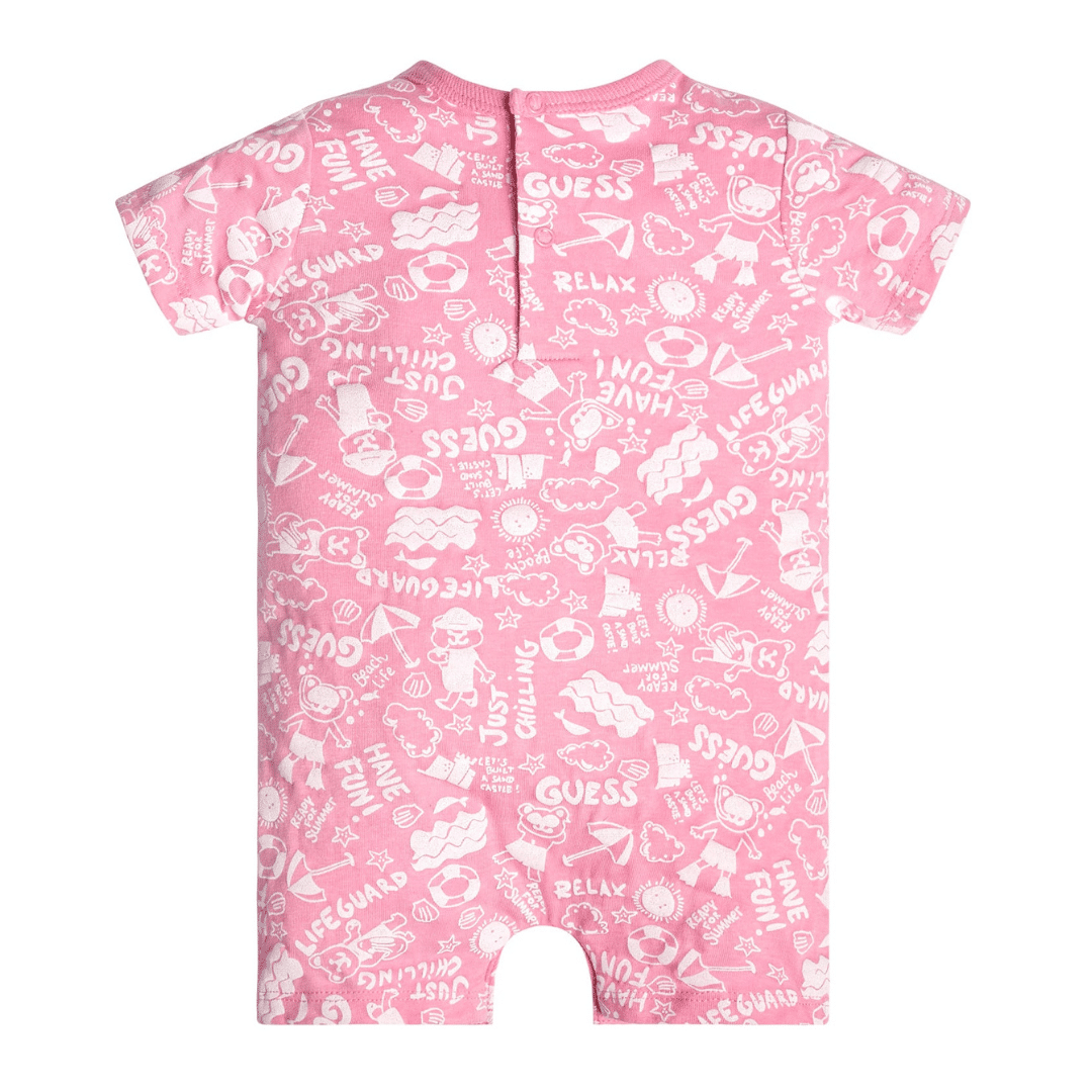 Guess pink baby romper with pattern back view