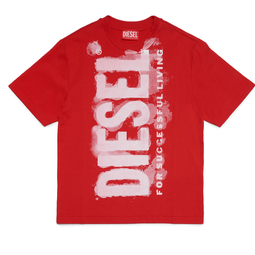 Diesel boys red tshirt with large white logo