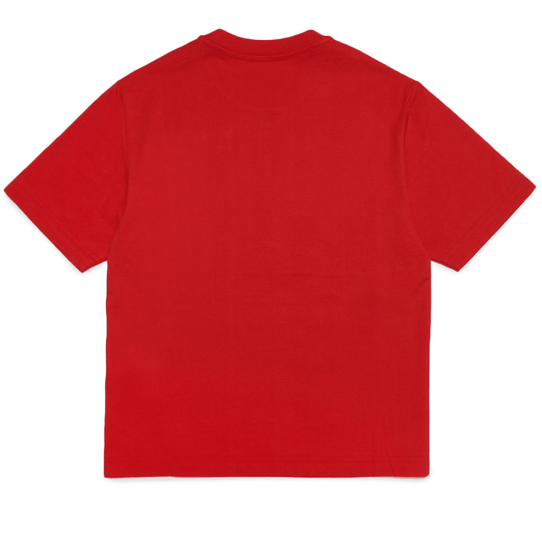 Diesel boys red tshirt with large white logo back view