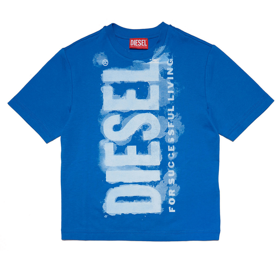 Diesel boys blue tshirt with large white logo