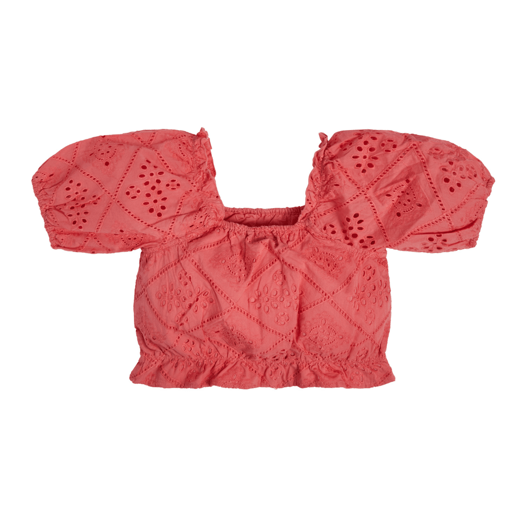 Guess coral lace girls summer belly top front view
