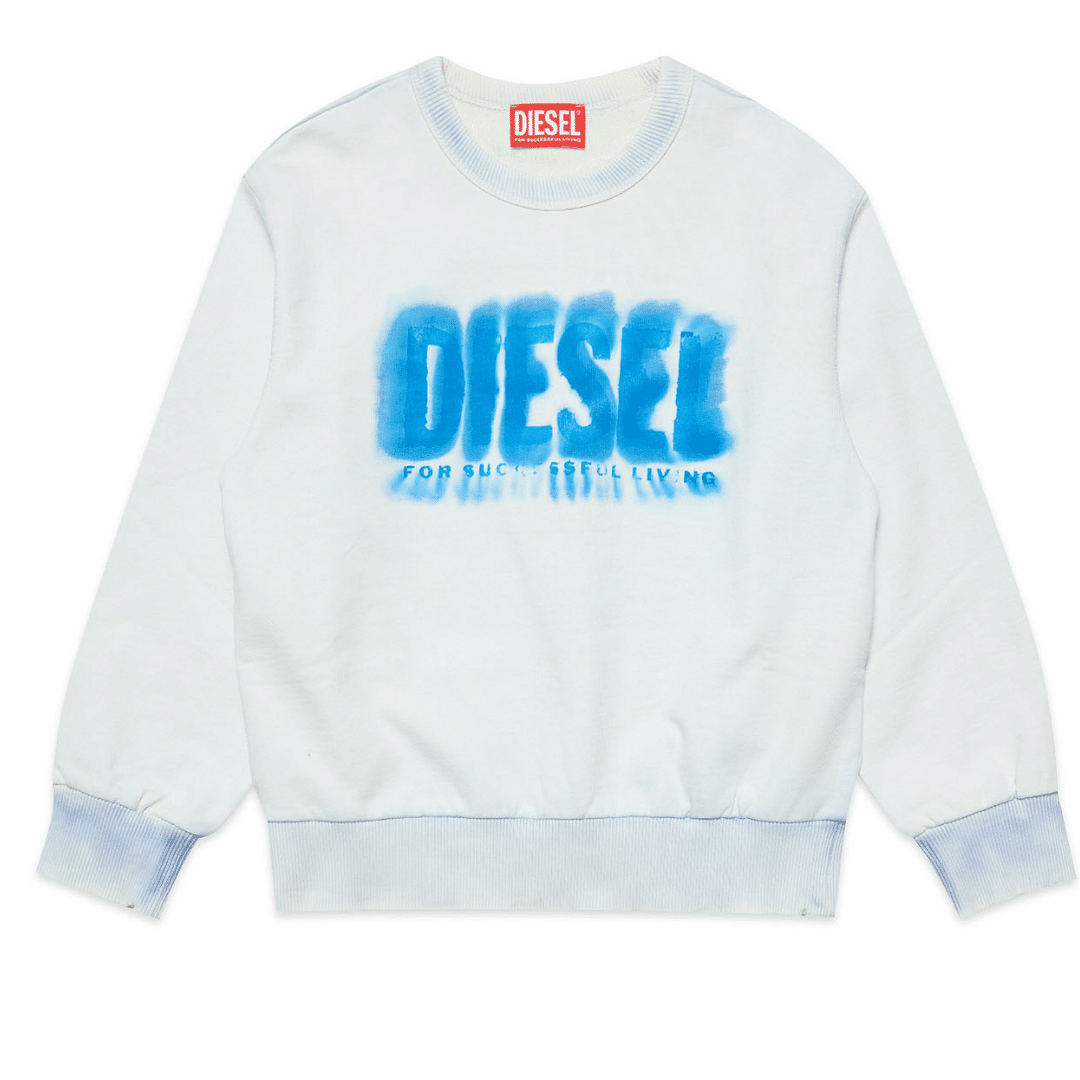 Diesel boys white jumper with blue logo