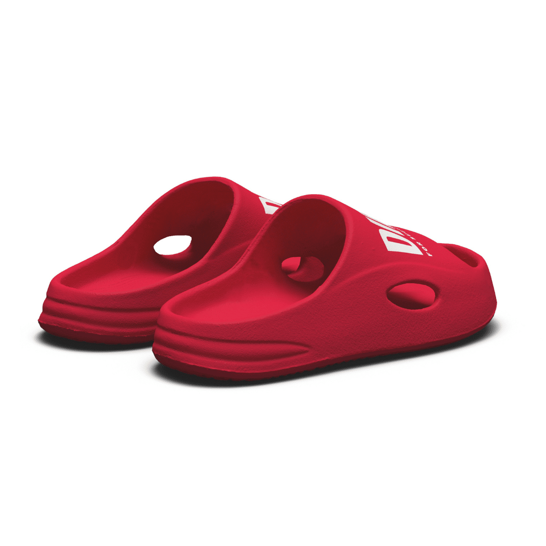 Diesel boys red sliders with white logo back view