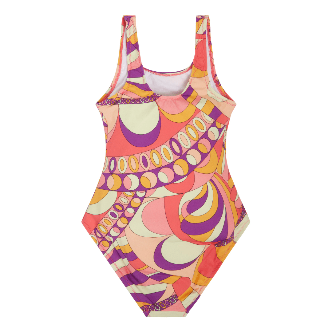 Guess one piece 70s inspired girls swimsuit back view