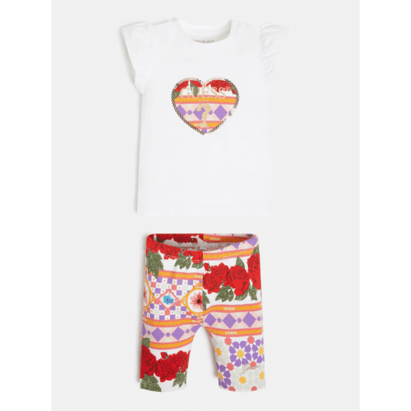 Guess toddler patterned leggings and tshirt front view