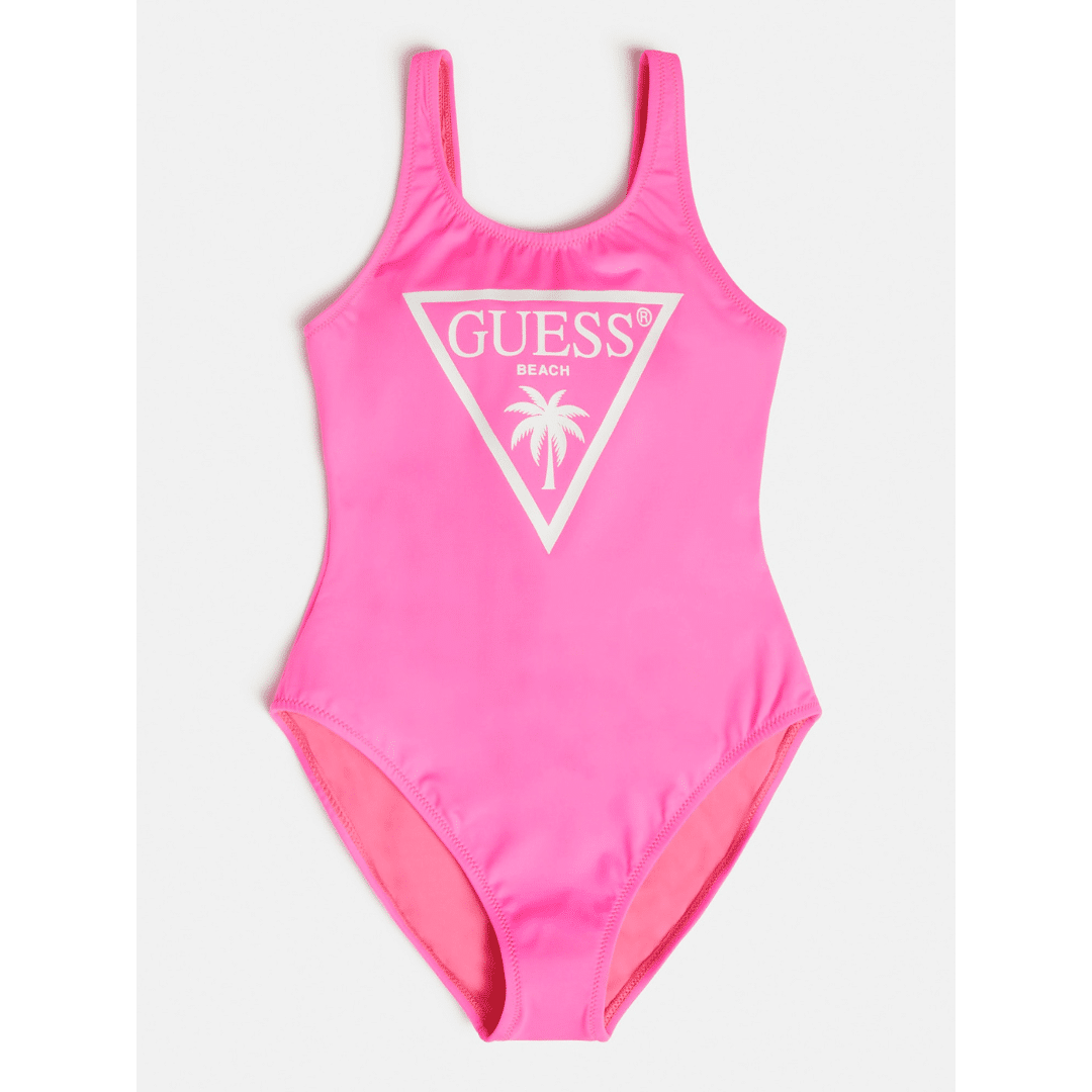 Guess bright pink girls one piece swim costume