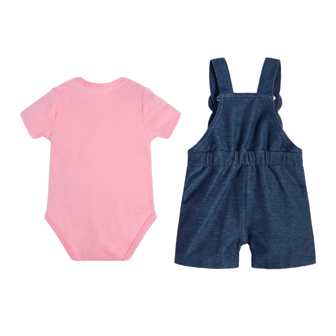 Guess baby teddy dungarees and vest set back view