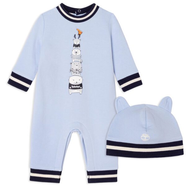 Timberland baby blue all in one set with hat