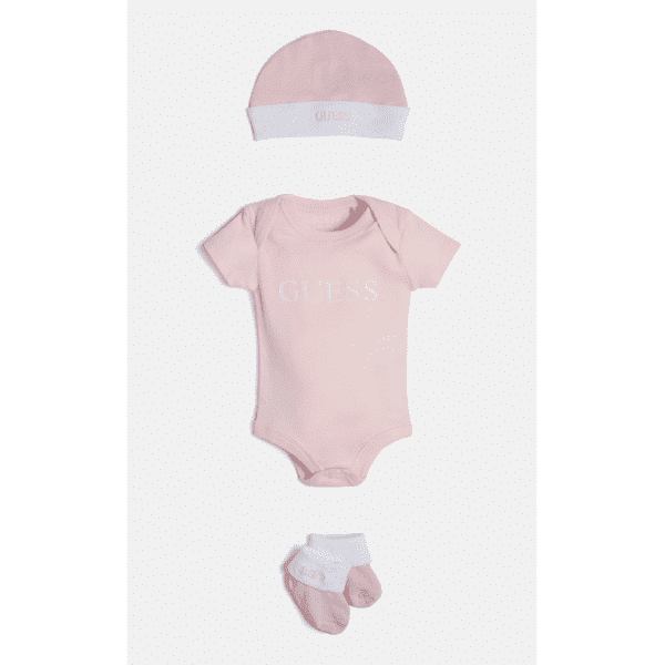 Guess pale pink baby set front view