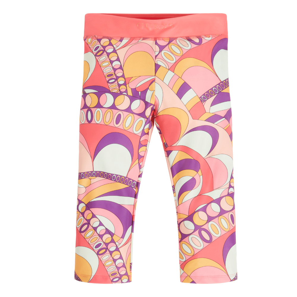 Guess 70s style patterned girls leggings front view