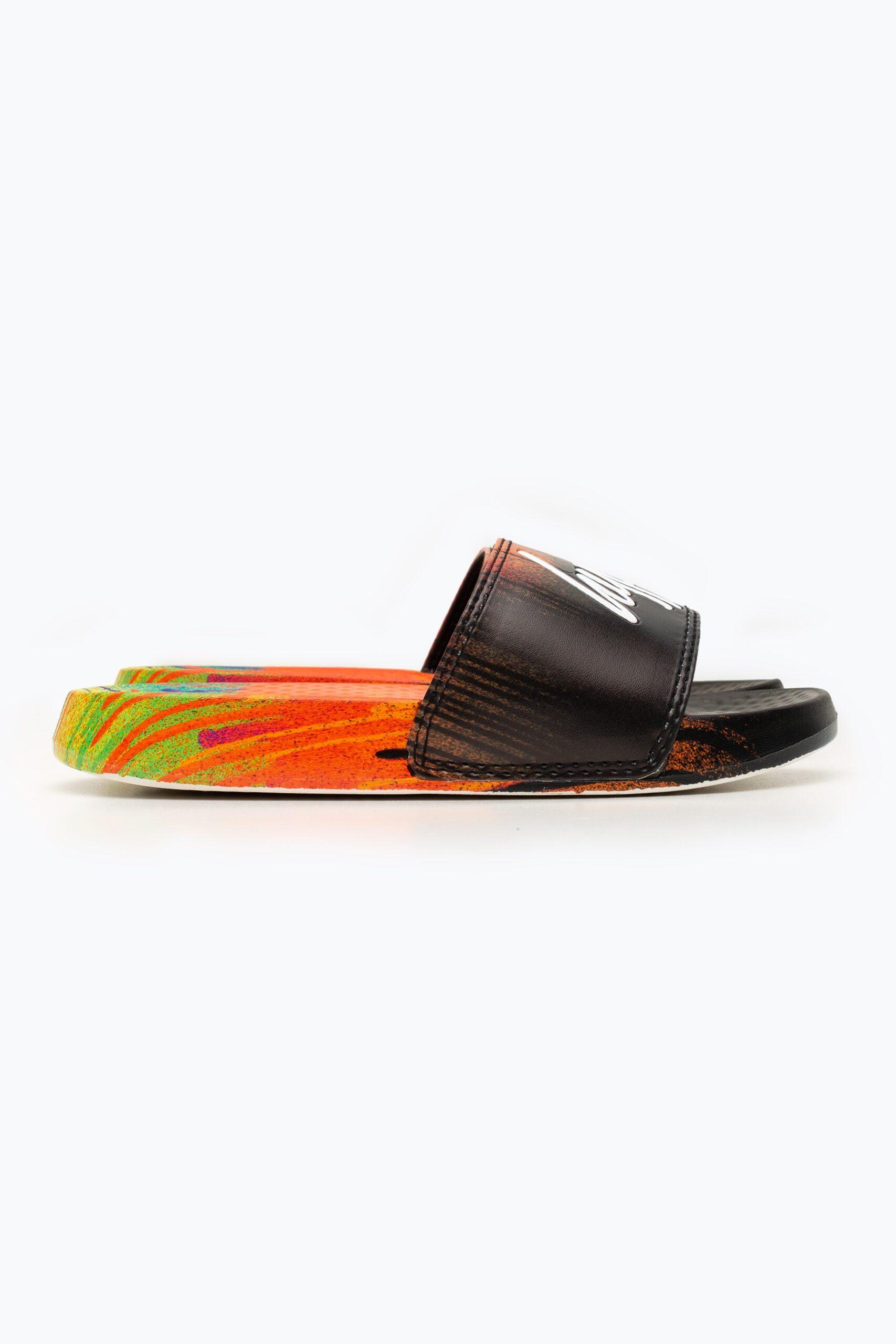 Hype multi coloured paint drip sliders side view