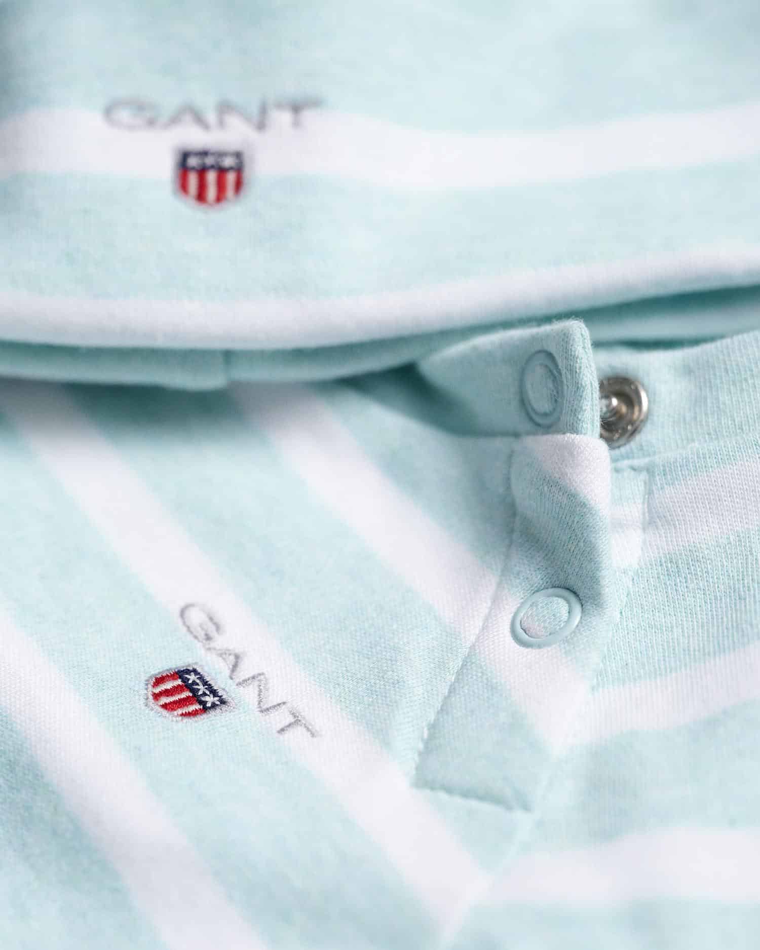 Gant baby pale blue set striped set - top and matching hat close up