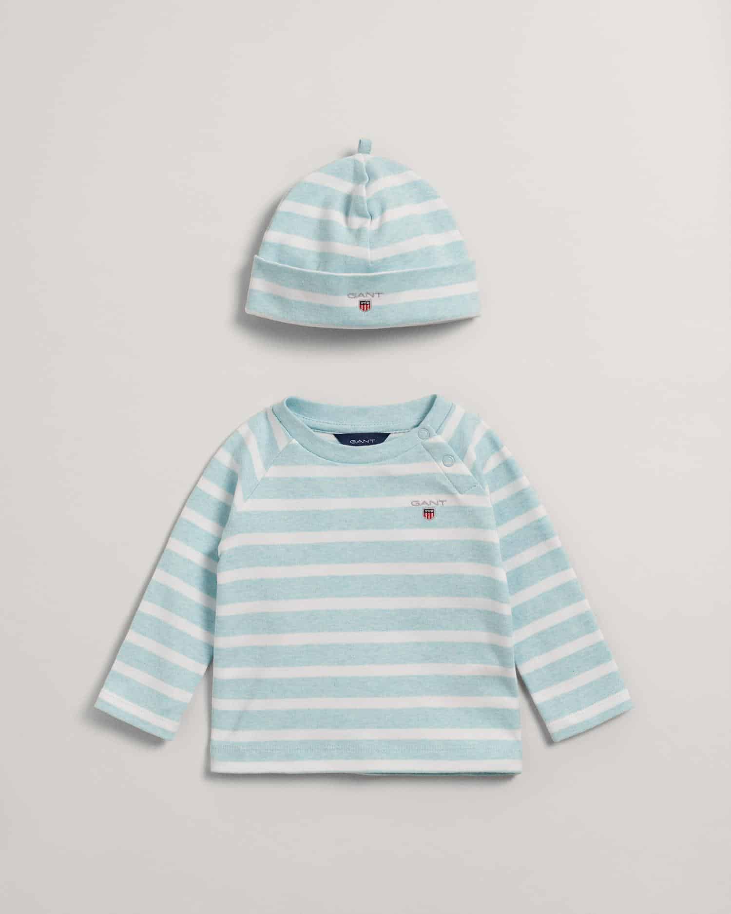 Gant baby pale blue set striped set - top and matching hat