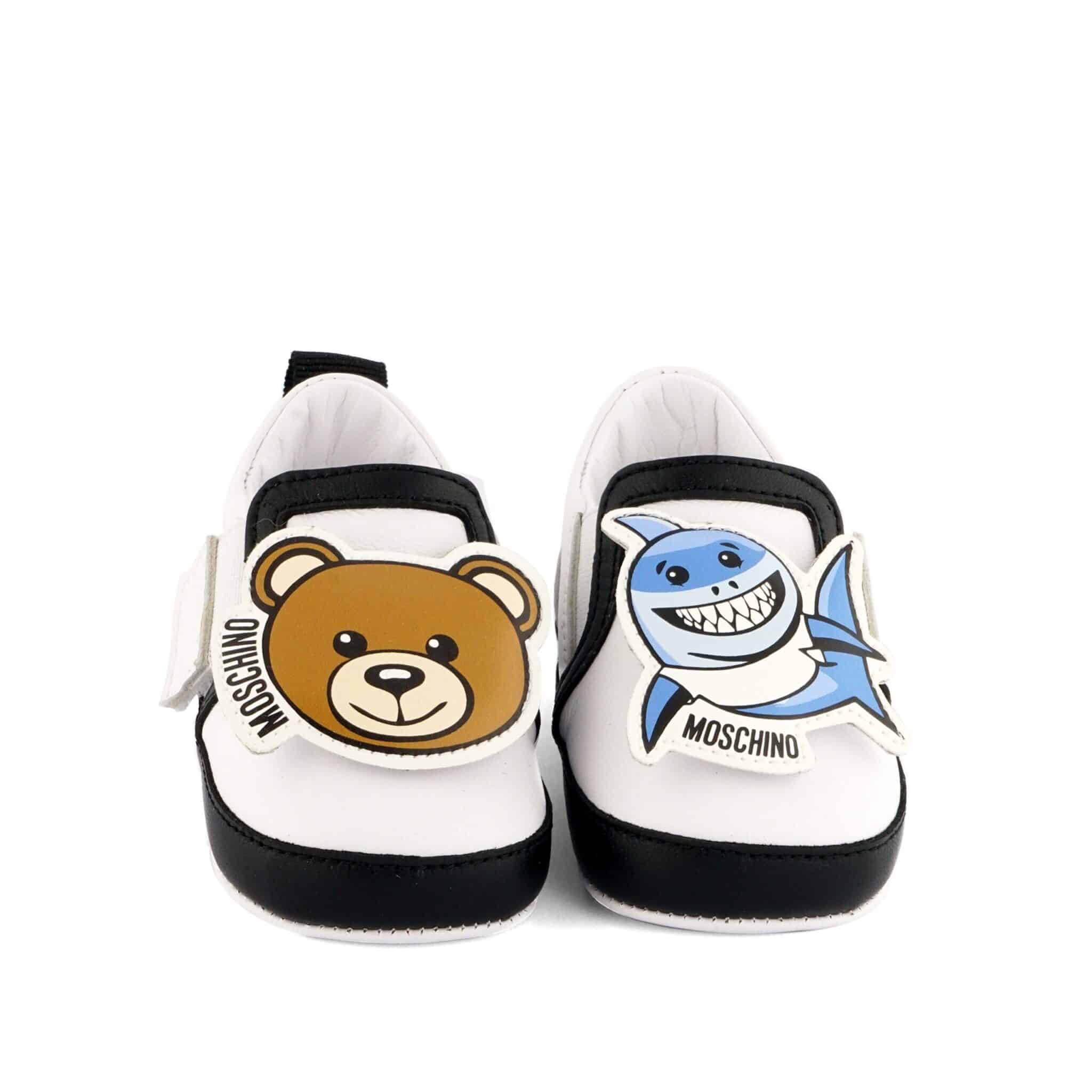 Moschino Baby Shark & Teddy Bear Leather Sneakers