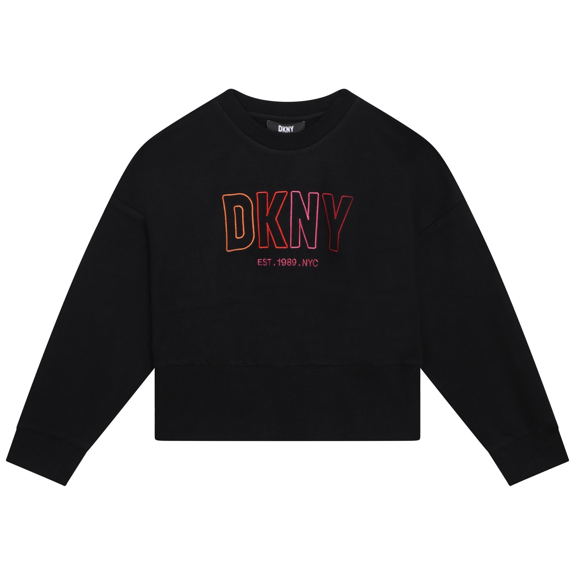 DKNY girls sweater with multi coloured logo