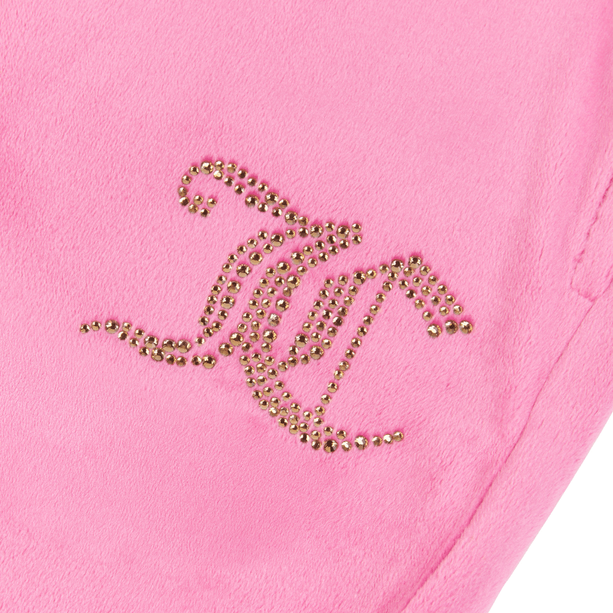 juicy couture girls pink velour bootcut trousers close up of logo