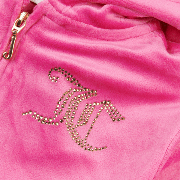 juicy couture girls pink velour hoodie close up