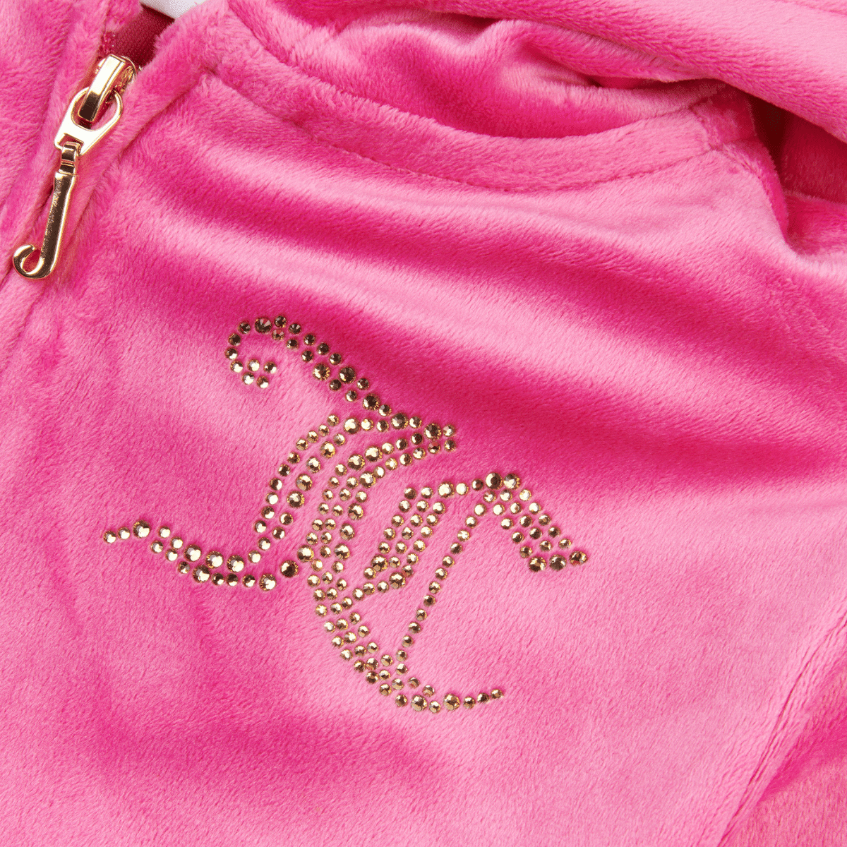 juicy couture girls pink velour hoodie close up