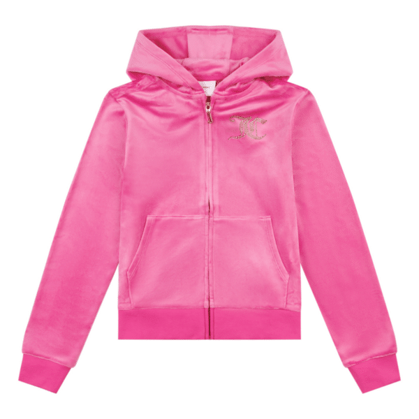 juicy couture girls pink velour zip up hoodie