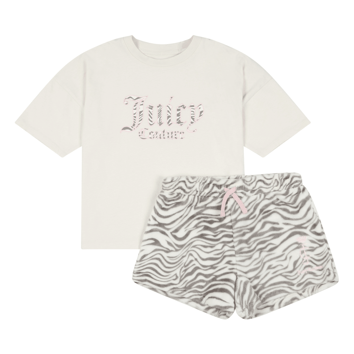 juicy couture girls white tiger tee and short set