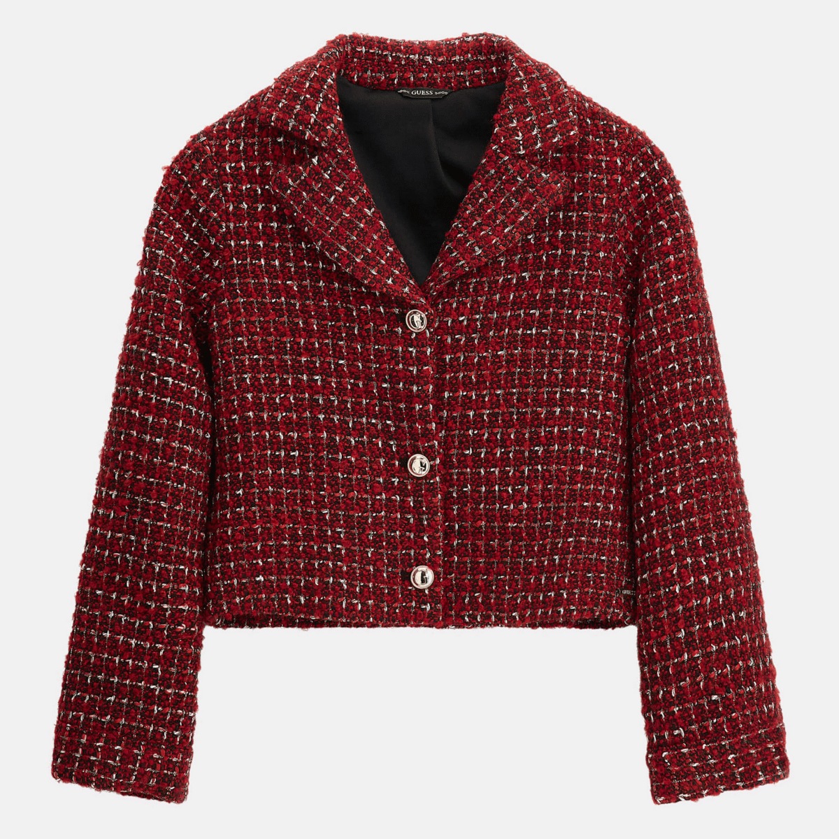 Guess girls red winter short coat on grey background
