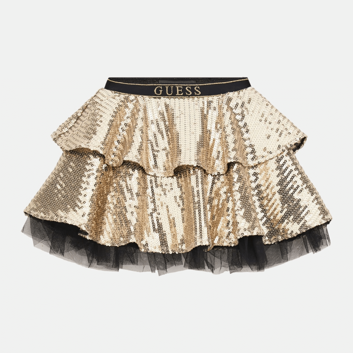 Guess sequin gold midi skirt on grey