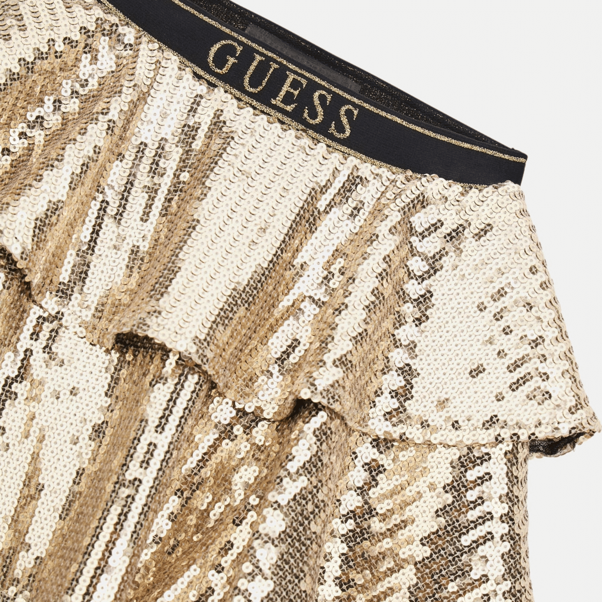 Guess sequin gold midi skirt close up