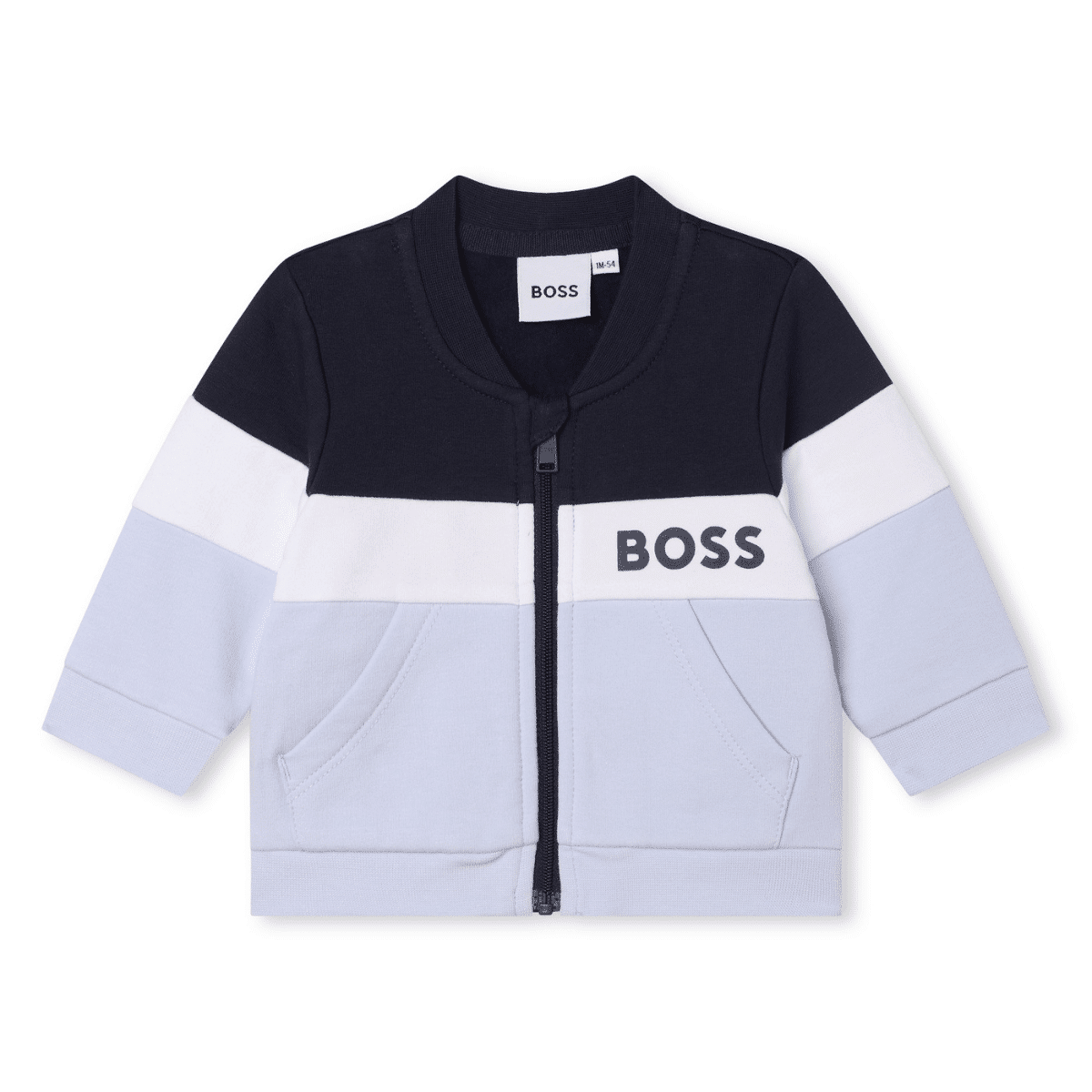 boss colour block baby tracksuit top front view