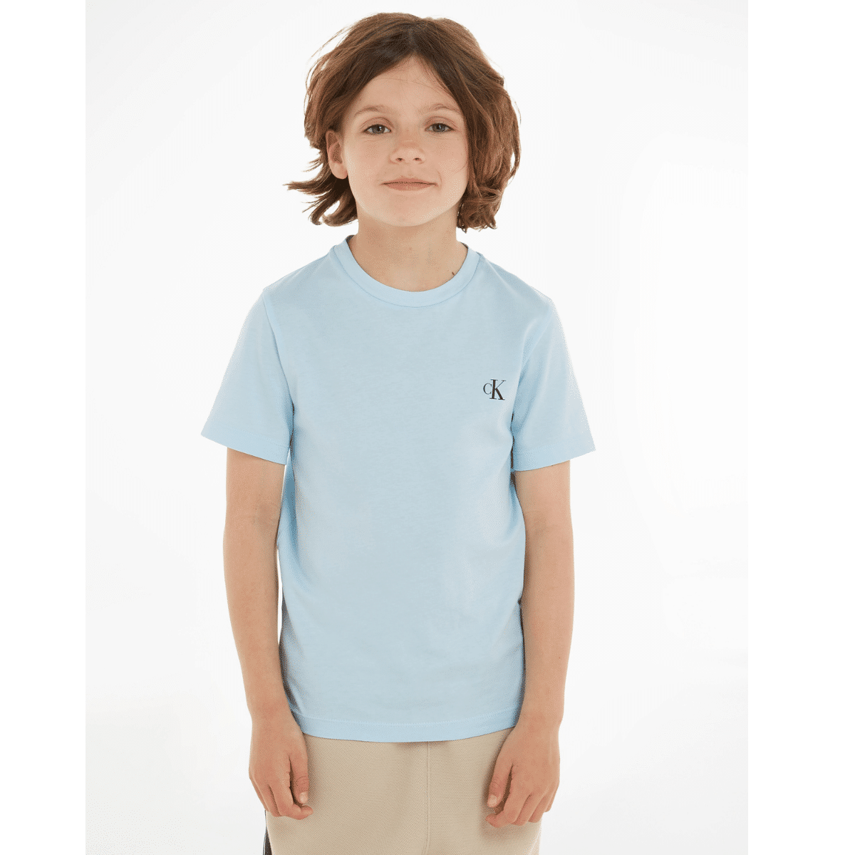 calvin klein boys tshirts in pale blue on model