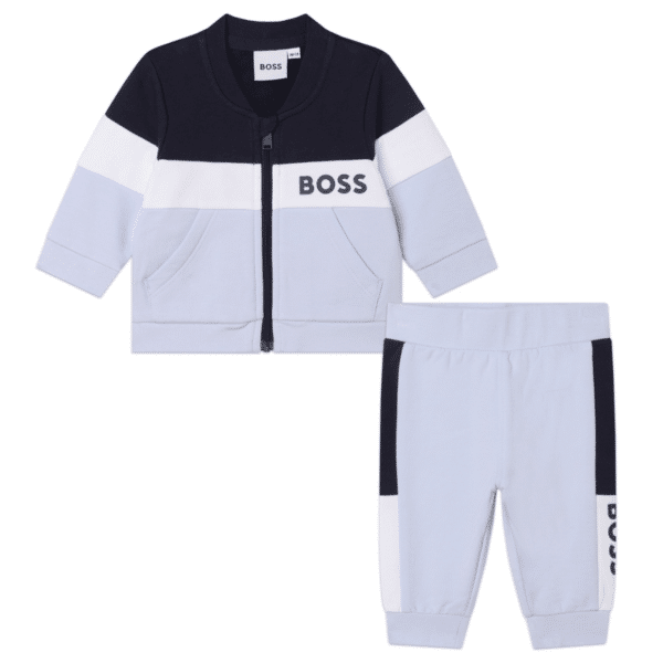 boss colour block baby tracksuit front view