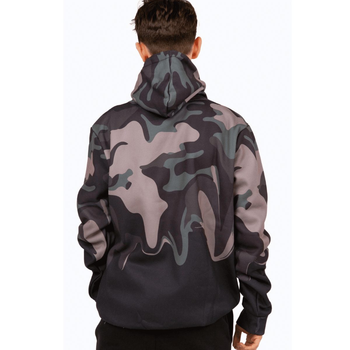 hype camo hoodie on boy model back view